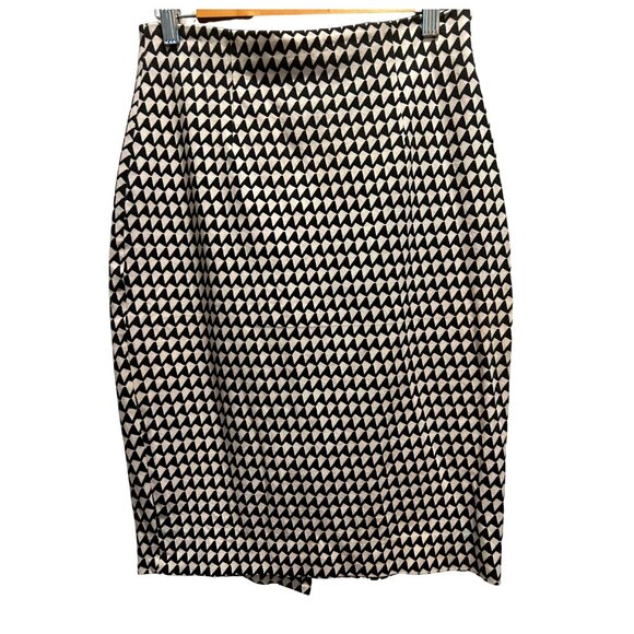 Banana Republic Black & White Geometric Pencil Skirt - Size 4 - Picture 1 of 3